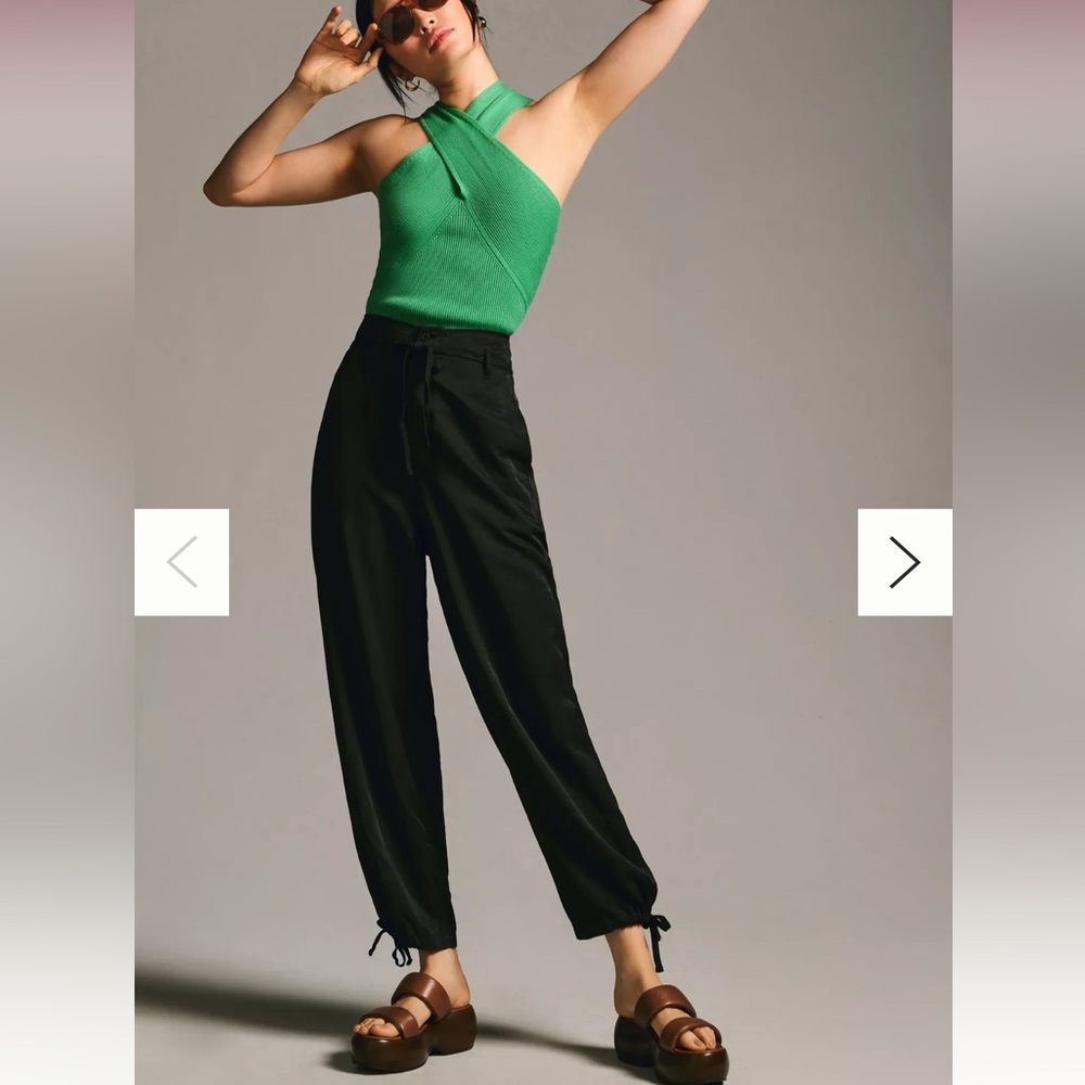 NWT Anthropologie Tiny Heidi Black Tie Pants - size MP